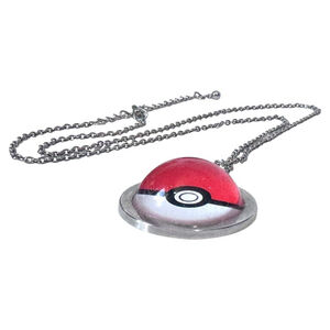 2014 Pokemon POKEBALL Glass Dome PENDANT on 20"‎ Chain